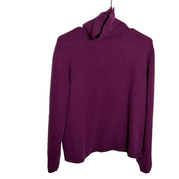Vintage Valerie Stevens Sweater Women's Large Two Ply Cashmere Hong Kong Purple - Picture 1 of 9